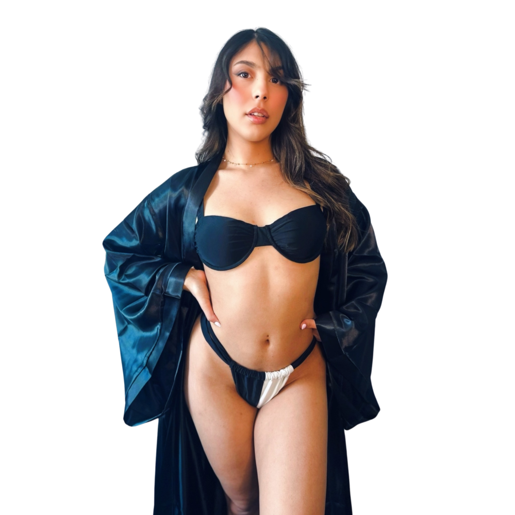 Bea - Bandeau Bikini with Satin Robe